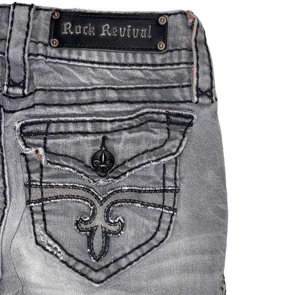 Rock revival grey destructed Eva bootcut jeans size 26 - Picture 4 of 9